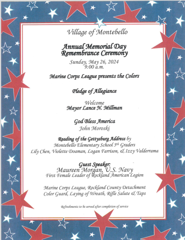 Annual Memorial Day Remembrance Ceremony | Village Of Montebello, NY